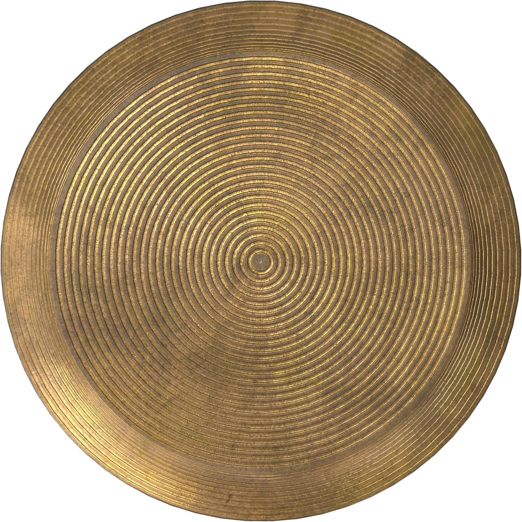 SIMPLIHOME Timmons Coffee Table - 21 inch Wide Cast Aluminum Round Living Room Table in Antique Brass, Industrial Center Table for Compact Spaces with Sculptural Base and Raised Tabletop, Assembled