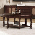 Merax 45' Vintage Oval Rubber Wood Coffee Table with Drawer and Storage Shelf, Antique Cocktail Tables, French Country Accent for Living Room, Walnut