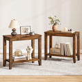 Hoctieon End Table with Double Storage Shelves, Sturdy Wooden Side Table for Living Room, Bedroom, Modern Nightstand Sofa Table for Small Spaces, Rustic Brown, Set of 2