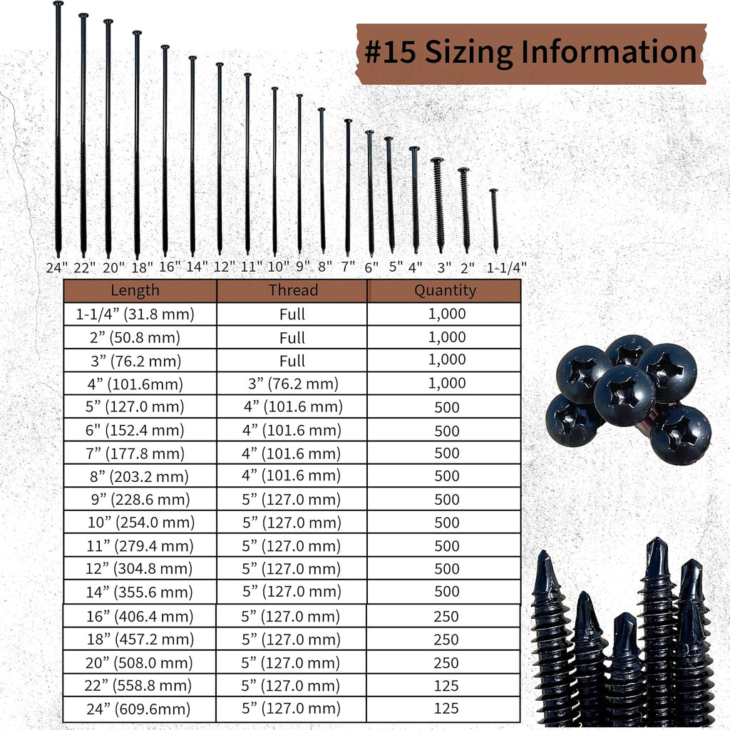 ERS #15 3' (1000pc) FM Approved Commercial Roofing Fasteners, Self Tapping into Metal and Wood Roofing Decks, EPDM, Insulation, and TPO. Essential Roofing Fasteners are Ideal for All Roofing Jobs