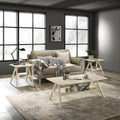 Roundhill Furniture Arona 3-Piece Coffee Table Set, Coffee Table and Two End Tables, Off-White Finish