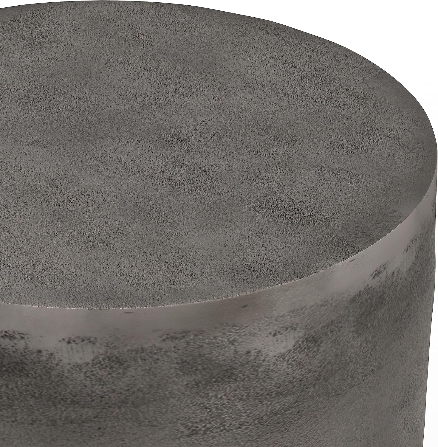 SIMPLIHOME Morris Metal Table - 17 inch Wide Cast Aluminum Round Drum Accent Table in Antique Silver, Contemporary End Table for Living Room, Bedroom, or Office with Handcrafted Design, Assembled