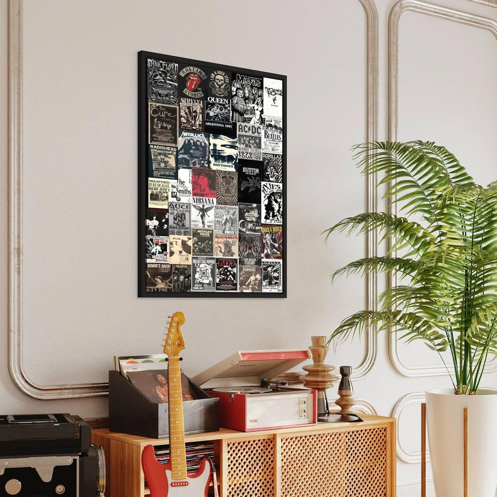 Canvastoria Classic Rock 'n' Roll Legends Wall Art Collage – Vintage Music Icons Canvas Poster Print | Retro Rock Band Decor