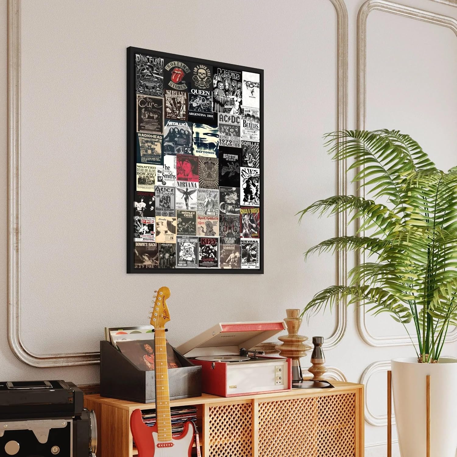 Canvastoria Classic Rock 'n' Roll Legends Wall Art Collage – Vintage Music Icons Canvas Poster Print | Retro Rock Band Decor