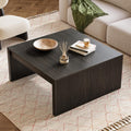 LITTLE TREE Square Coffee Table, 39.4-Inch Fluted Coffee Tables, Mid-Century Modern Center Cocktail Table for Living Room Bedroom, Easy Assembly, Black