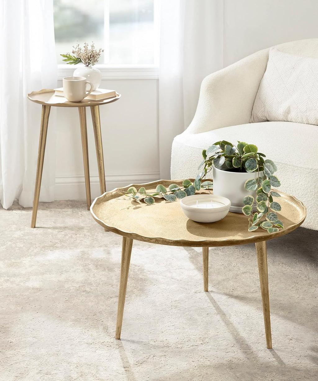 Kate and Laurel Alessia Modern Coffee Table, 26 x 26 x 15, Gold, Metal Coffee Table with Antique Detailing for Storage and Display