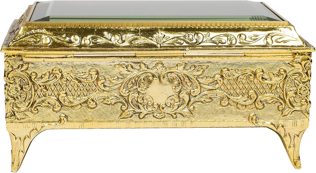 Gold Brass Tone Filigree Butterfly Movement Metal Music Box Plays Clair De Lune