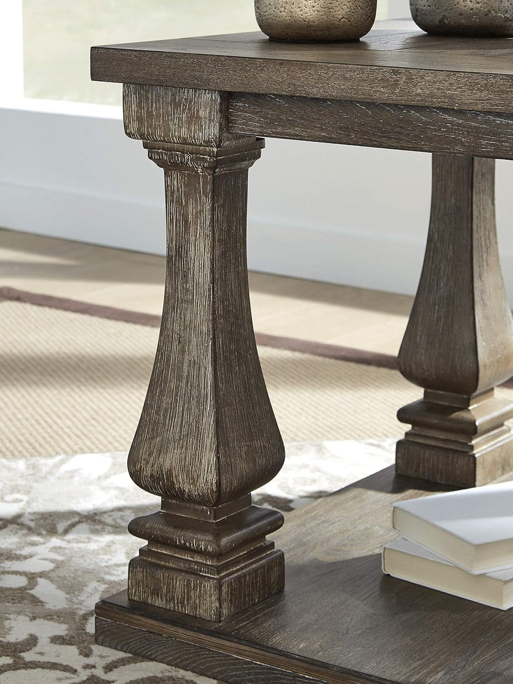Signature Design by Ashley Johnelle Modern Country Rectangular End Table, Weathered Brown
