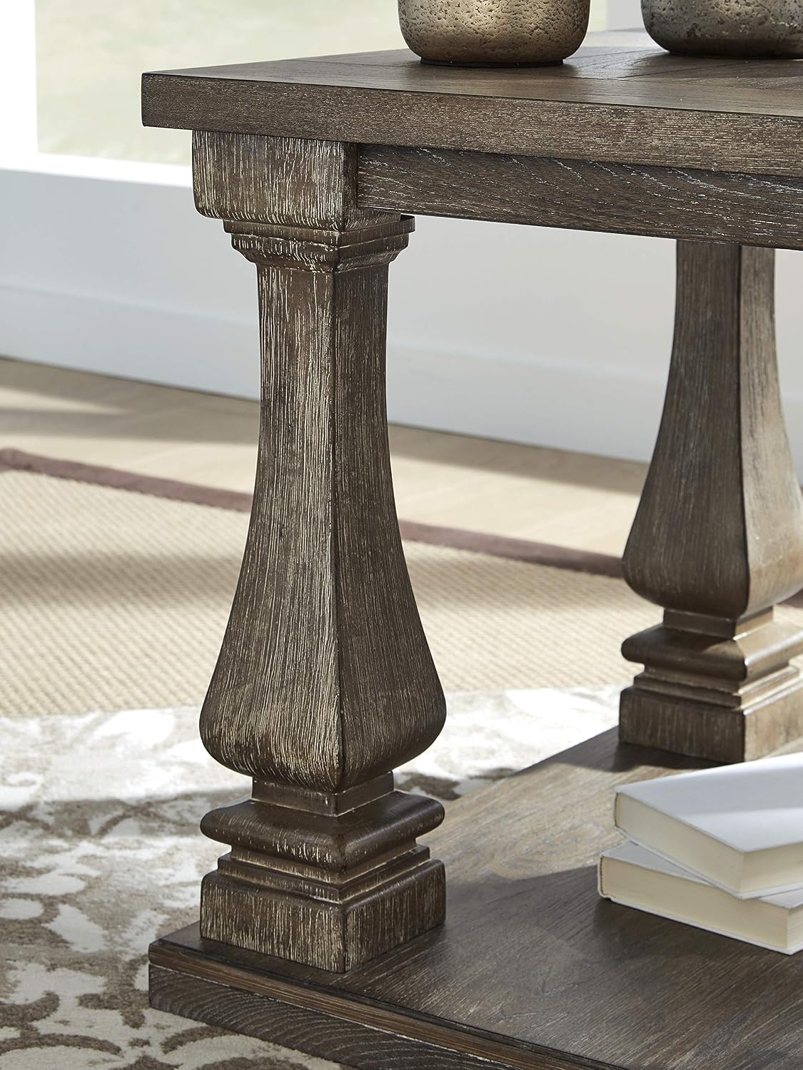 Signature Design by Ashley Johnelle Modern Country Rectangular End Table, Weathered Brown