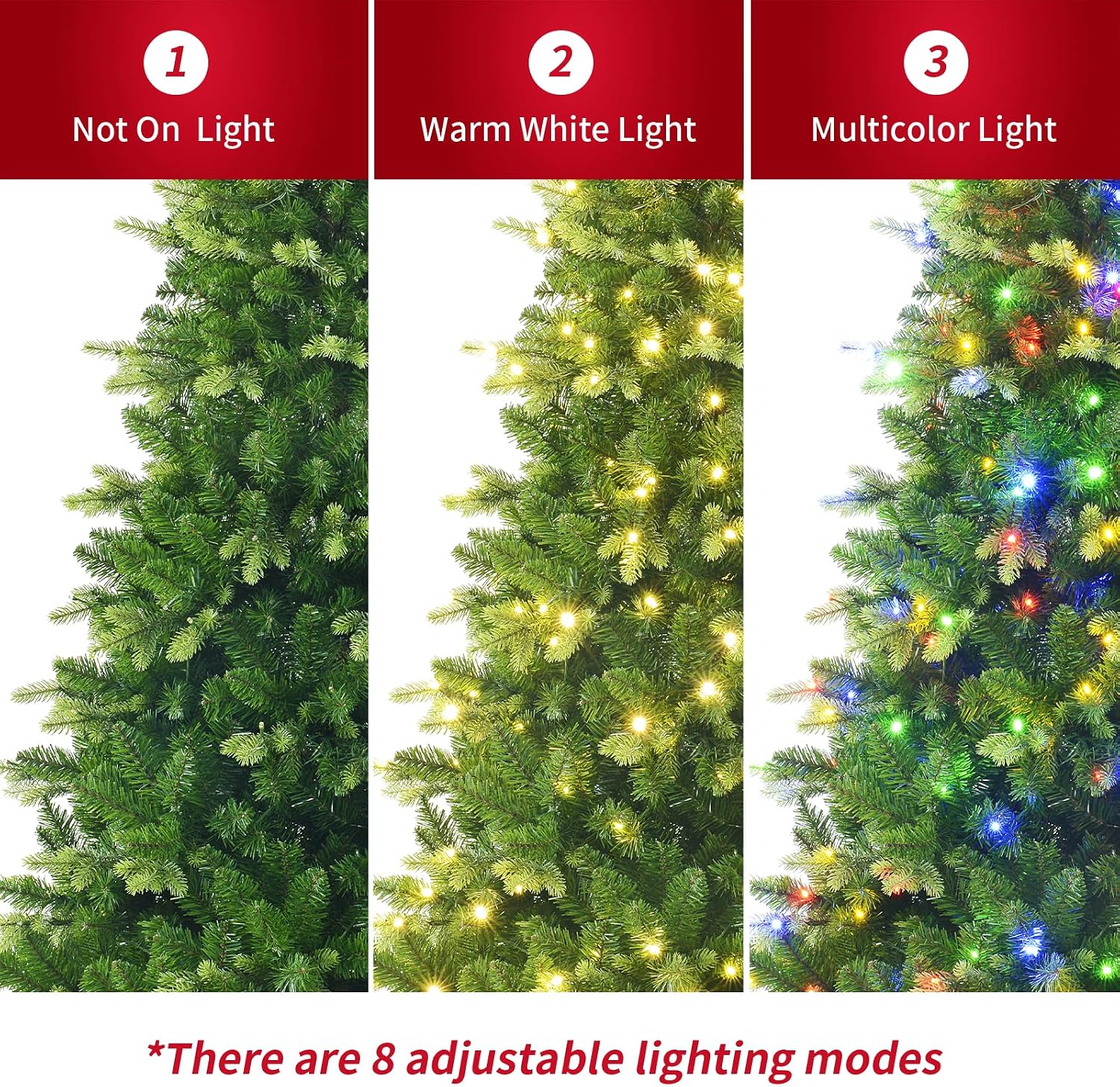 Pre-Lit Rotating Christmas Tree, 6.5FT Artificial for Home Decor | With Music,340 Warm White & Multi-color LED Lights,1036 PE+PVC Tip,Remote Control,Rotating Stand,8 Modes,Timed Design