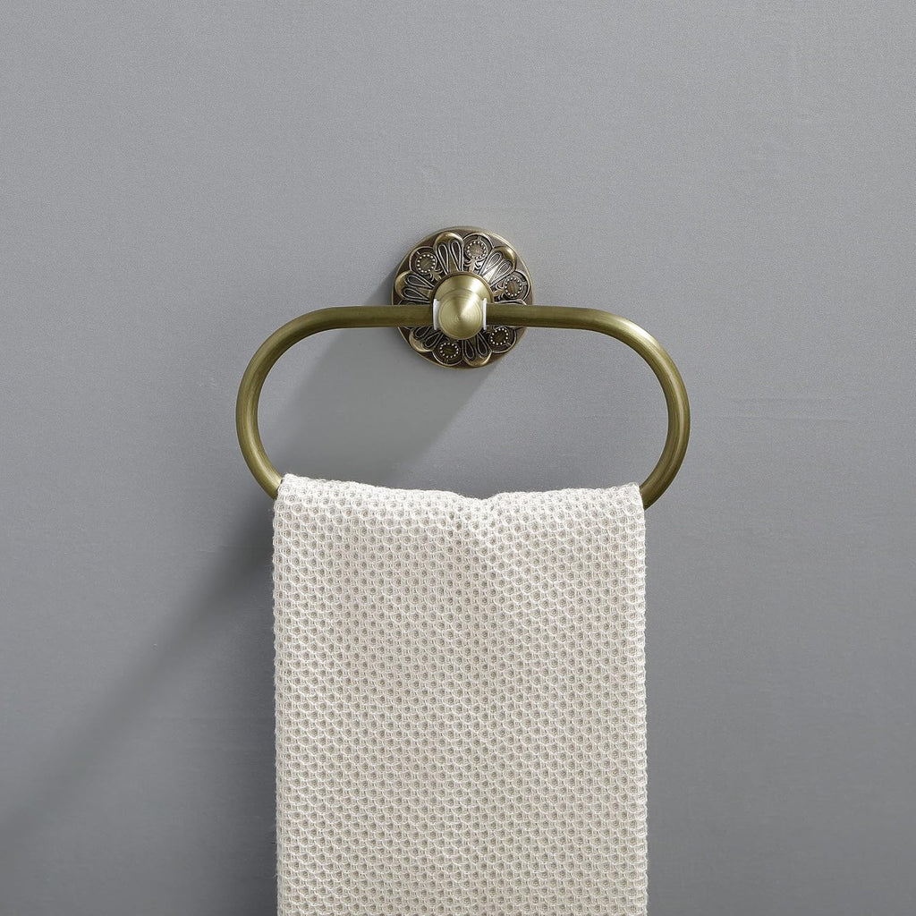 24 Inch Towel Rack + Towel Ring, Brass Bathroom Accessories Set
