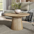 Furniture of America Crambel Modern Solid Wood 29-inch Round Coffee Table with Cone-Shaped Pedestal Base, Living Room Furniture for Small Space, Home Office, Oak