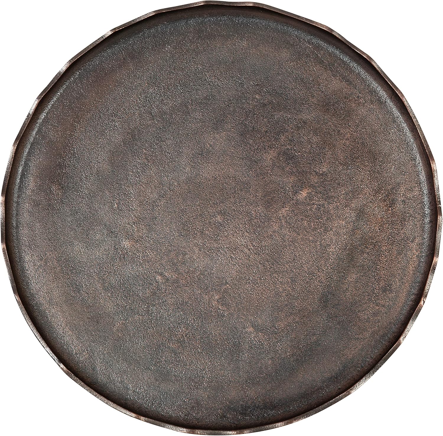 Kate and Laurel Alessia Modern Round Metal Coffee Table; 26 x 26 x 16; Bronze; Sand Cast Aluminum Coffee Table with Raised Deckled Edge for Storage and Display
