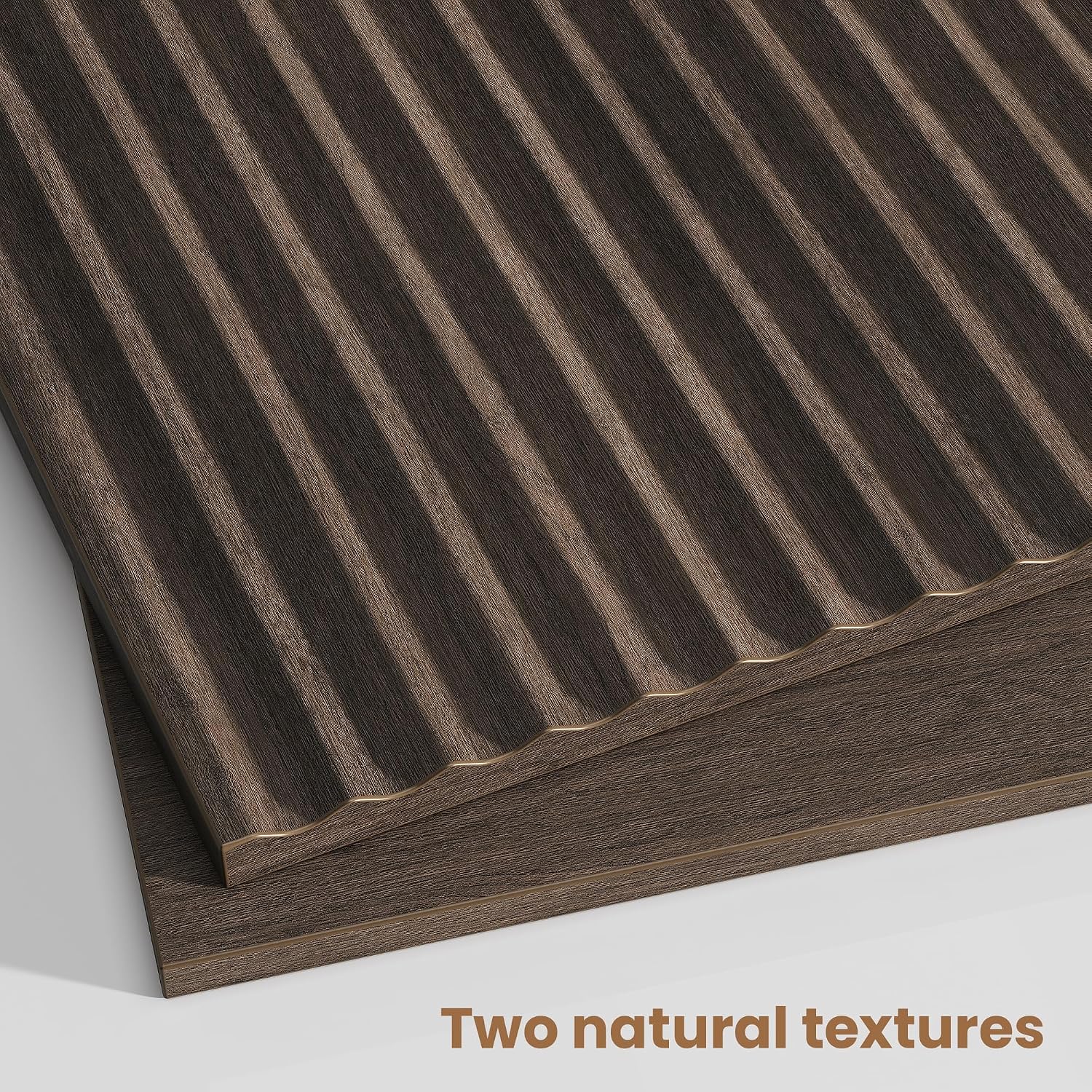 Fluted Nightstand Set of 2, Modern End Table with Metal Handle,2 Storage Drawers Side Table,Bedside Table for Bedroom,Wood Nightstands,Curved Profile Design Furnitue, Walnut